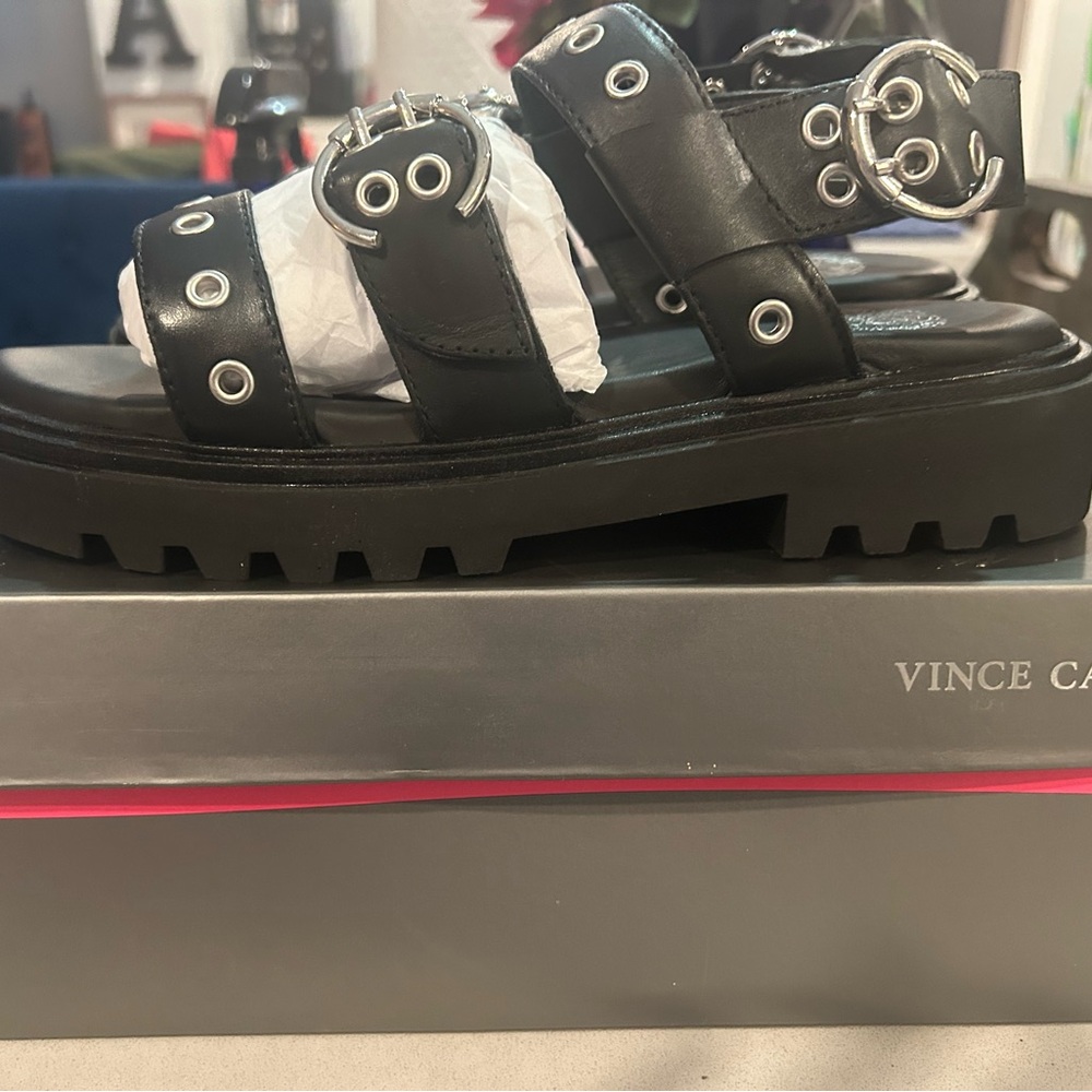Vince Black Chunky Sandals with Metallic Details - Picture 2 of 7